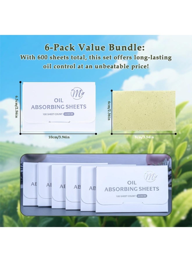 VIUAUAX Natural Face Oil Blotting Paper -Bamboo Charcoal 200 Counts, Easy Dispensing Oil Absorbing Sheets, Premium Handy Facial Blotting Papers - Face Skin Care or Beauty Make Up Must Have (White-Green Tea) - Image 2